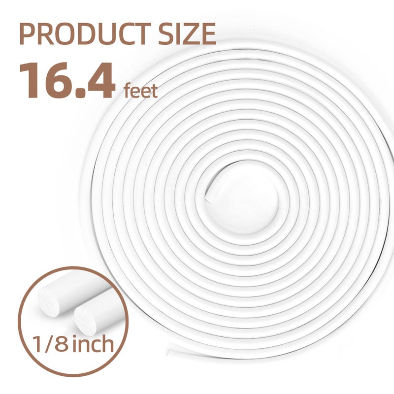 U0U Backer Rod 1/8 Inch,White Backer Rod Caulk Saver for Gaps and Joint Concrete Filling,16.4Ft Concrete Expansion Joint Filler (1/8 inch *16.4 feet) - Image 2
